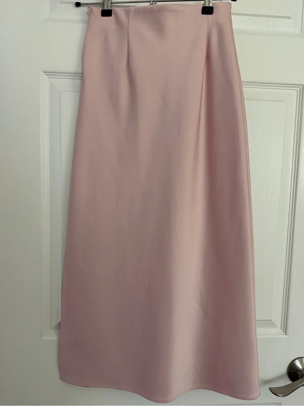 H&M Pink Satin Midi Skirt